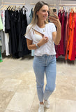 Blusa de algodón maternidad y lactancia , blanca