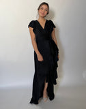 Vestido de lactancia, negro terciopelo rayas Jessica