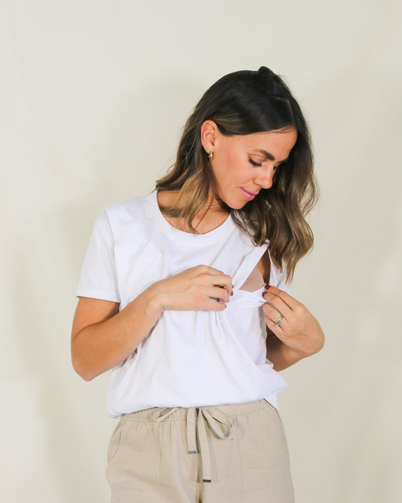 Playera de lactancia blanca lisa