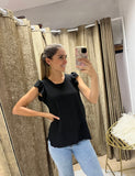 Blusa de lactancia Ruth, negra maga corta