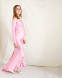 Vestido de maternidad sesión, Ritta rosa brilloso intenso