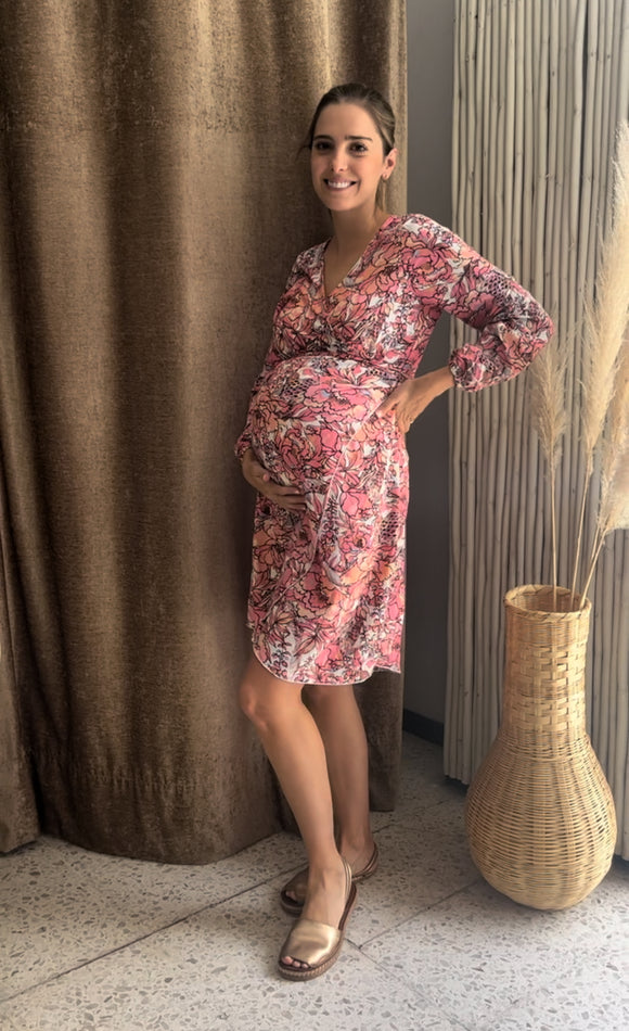 Vestido de Maternidad natalia flores rosas