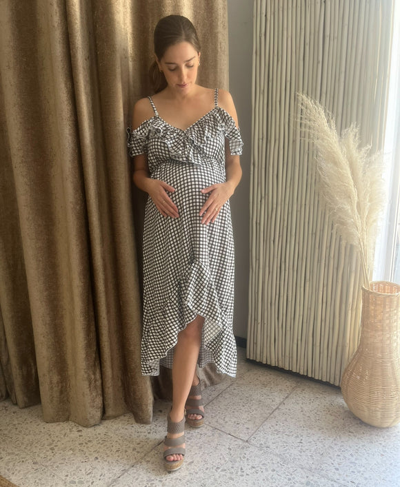 Vestido de maternidad,  Carlota negro cuadros