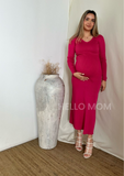 Vestido de maternidad stretch manga larga rojo