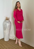 Vestido de maternidad stretch manga larga rojo