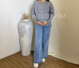 Suéter de maternidad con perlas beige gris