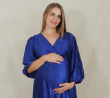 Vestido de maternidad, Nicole azul rey corrugado