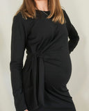 Vestido de maternidad, Camila negro algodón mangas largas