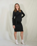 Vestido de maternidad, Camila negro algodón mangas largas