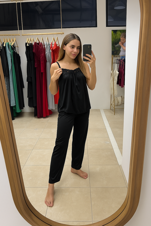 Pijama Conjunto de maternidad y lactancia negra