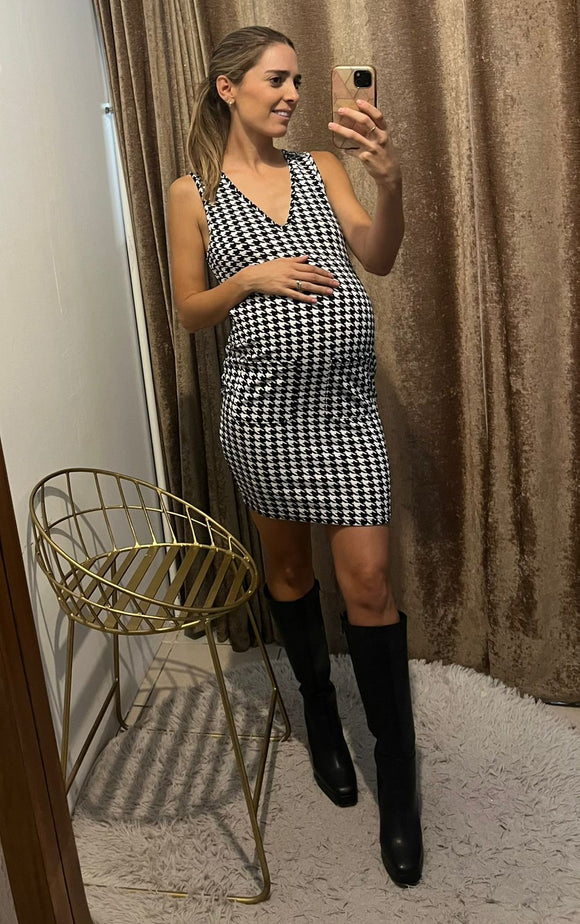 Vestido de maternidad blanco y negro CH