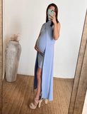 Vestido Elena de maternidad azul cielo neopreno