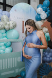 Vestido de maternidad Carola, azul brilloso
