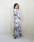Vestido maternidad, Julieta azul flores crema