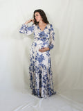 Vestido maternidad, Julieta azul flores crema
