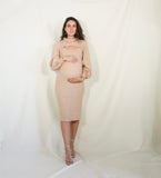 Vestido de maternidad, Maribel beige lentejuelas M