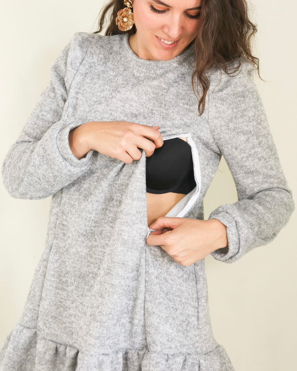 Vestido maternidad y lactancia, Lourdes gris caliente