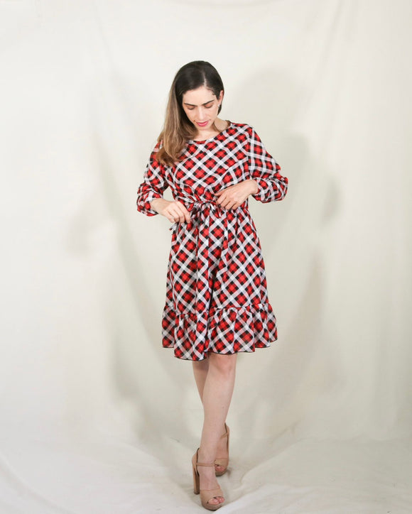 Vestido de lactancia y maternidad, Hanna cuadros rojos