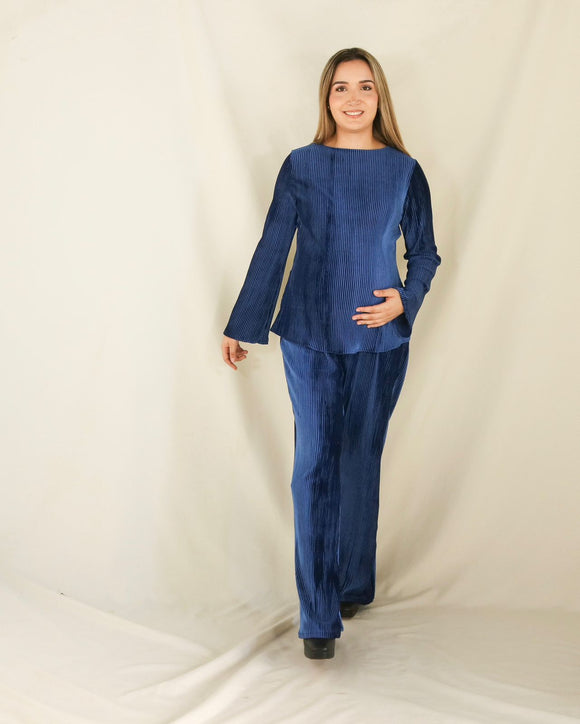 Conjunto de maternidad Mayte, azul terciopelo