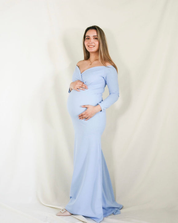 Vestido de maternidad Ritta, azul cielo neopreno