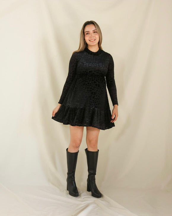 Vestido de maternidad, Gaby corto negro terciopelo textura