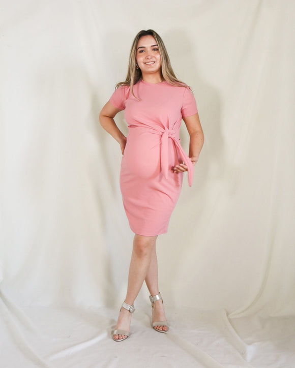 Vestido de maternidad, Camila rosa fuerte mangas cortas