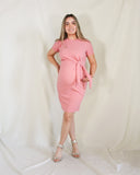 Vestido de maternidad, Camila rosa fuerte mangas cortas