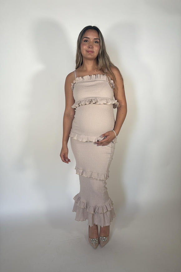 Vestido de maternidad, Brunette con tirantes beige CH