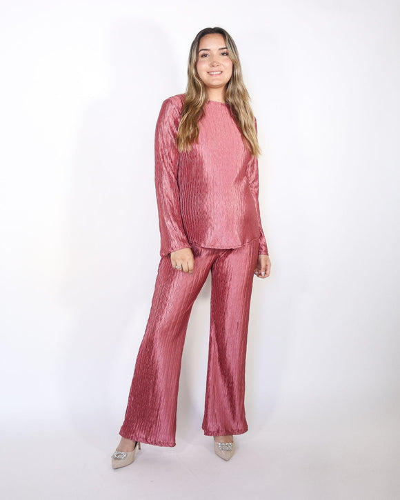 Conjunto de maternidad Mayte, rosa corrugado