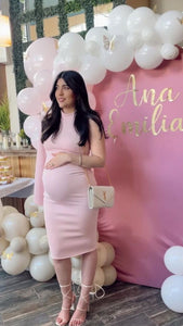 Vestido de maternidad Carola, rosa claro corto neopreno