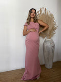 Vestido de maternidad Maria Jose largo, Rosa fuerte
