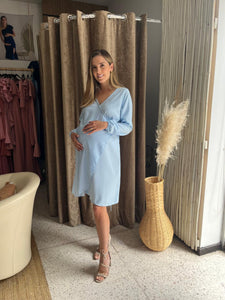 Vestido maternidad Natalia azul cielo