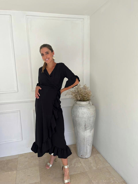 Vestido de maternidad, Ursula con olanes negro
