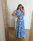 Vestido de Maternidad, Cristina azul flores tallos CH