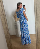 Vestido de Maternidad, Cristina azul flores tallos CH