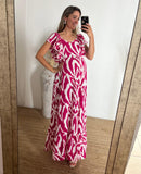 Vestido de Maternidad, Cristina rosa barbie y blanco