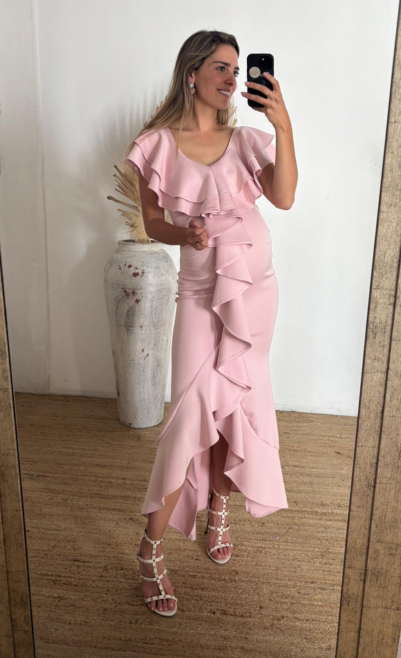 Vestido de maternidad, Simona rosa claro neopreno