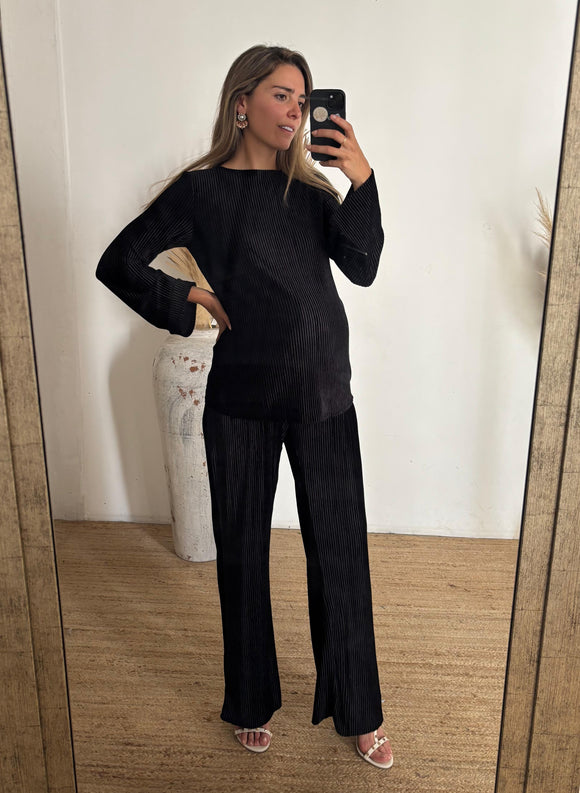 Conjunto de maternidad Mayte, negro terciopelo