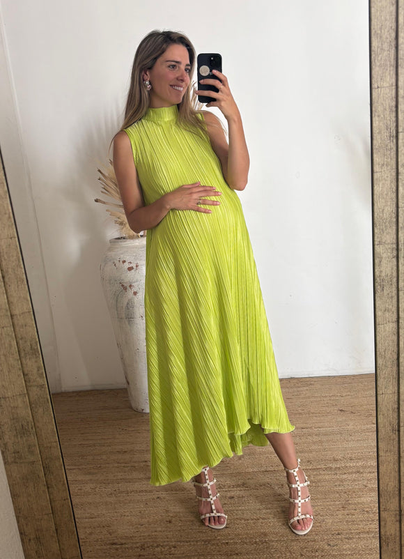 Vestido de maternidad Sonia, verde limón