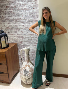 Conjunto de maternidad Mayte, aqua corrugado