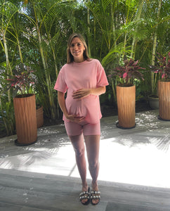 Conjunto de maternidad Mariel, rosa rayas