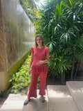 Conjunto de maternidad Imelda, rosa quemado rayitas