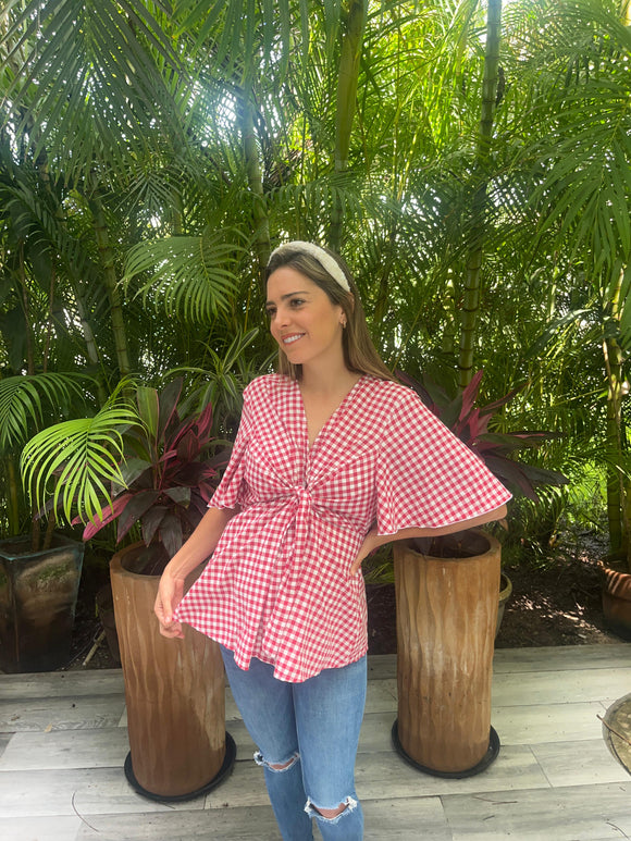 Blusa de maternidad, Brenda cuadros rojos