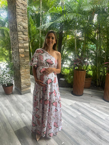 Vestido de maternidad, Patty blanco flores rosas