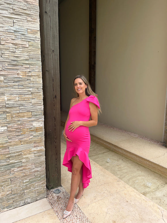 Vestido de maternidad, Lilian rosa neón CH
