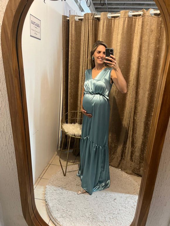 Vestido maternidad, Julieta aqua brilloso