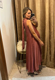 Vestido de maternidad Sonia, rosa quemado corrugado