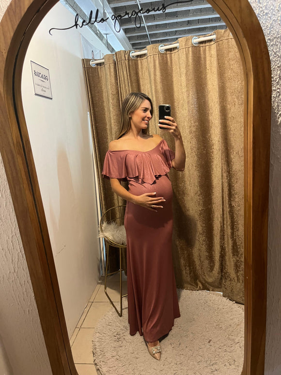 Vestido de maternidad Ana Luisa rosa claro brilloso licra CH