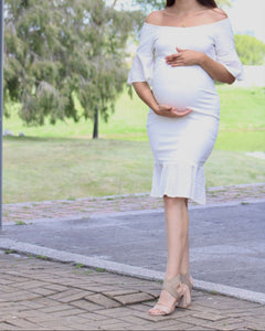 Vestido de maternidad, Ximena Ivory mangas encaje CH