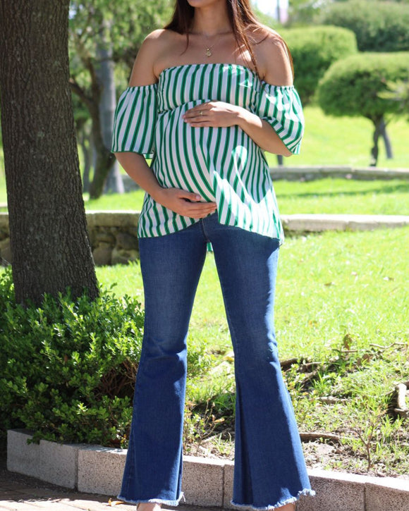 Blusa de Maternidad Mía rayas verde CH